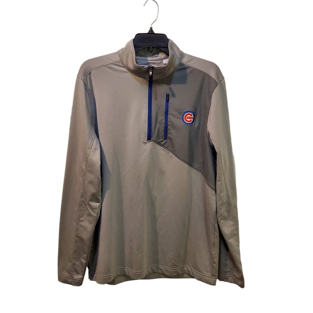 Cutter & Buck Men's Chicago Cubs‎ Quarter Zip Pullover Gray Size M